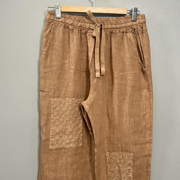 Milio Milano Made in Italy linen khaki linin pants size M - Picture 2 of 11